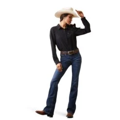 Ariat® Ladies VentTEK™ Stretch Black Button Down Shirt 10043494 -Ariat Style S23 WMS WEST 10043494 full