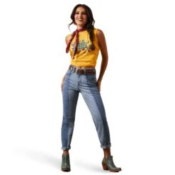 Ariat® Ladies Rodeo Chica Yolk Yellow Tank Top 10043671 7 Ariat® Ladies Rodeo Chica Yolk Yellow Tank Top 10043671 -Ariat Style S23 WMS WEST 10043671 full