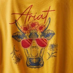 Ariat® Ladies R.E.A.L.™ Cool Cow Yolk Yellow T-Shirt 10043812 -Ariat Style S23 WMS WEST 10043812 detail02