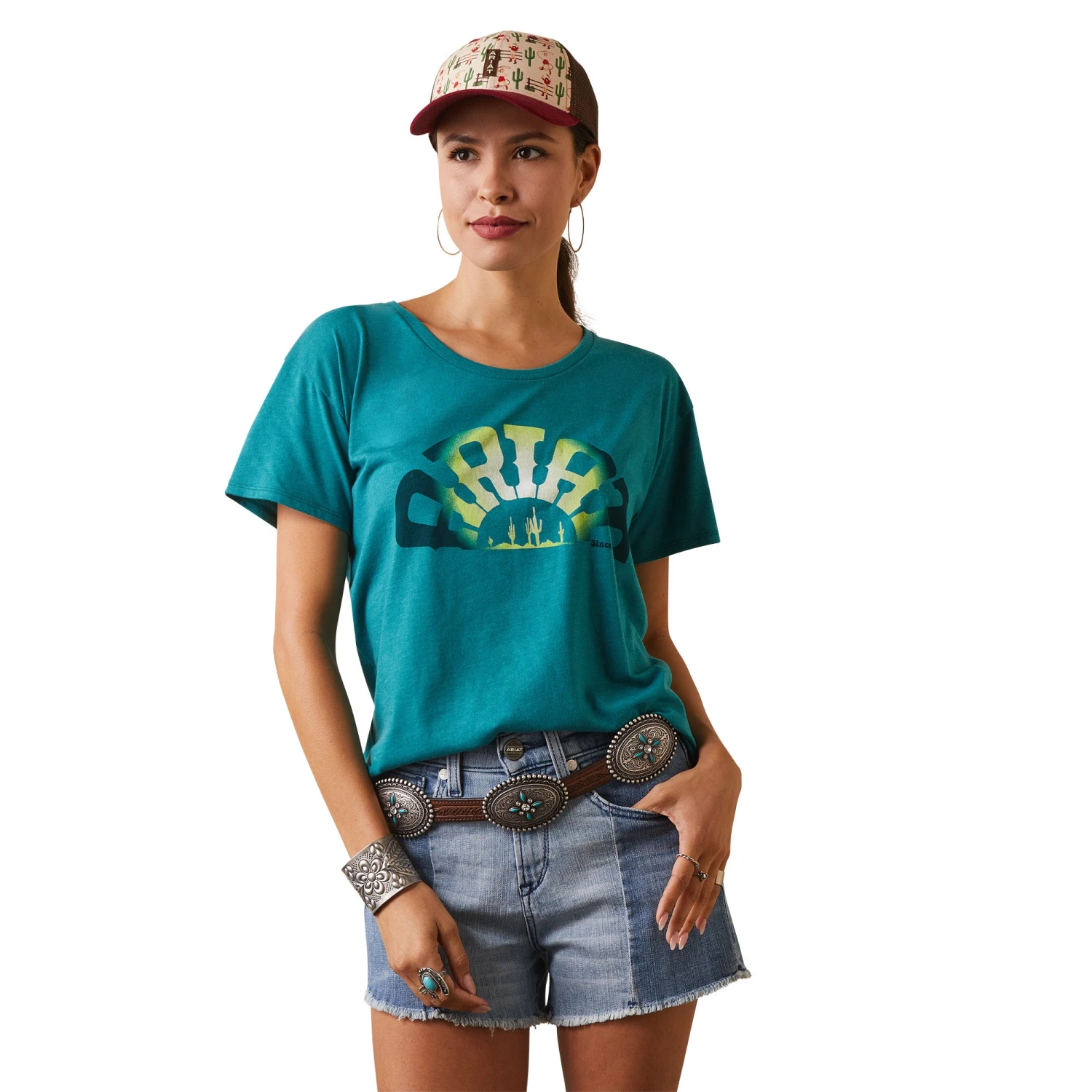 Ariat® Ladies Rainbow Graphic Teal Green T-Shirt 10044608 1 Ariat® Ladies Rainbow Graphic Teal Green T-Shirt 10044608
