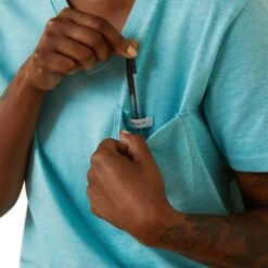 Ariat® Ladies Rebar Cotton Strong™ Heather Blue T-Shirt 10043343 -Ariat Style S23 WMS WORK 10043343 detail01