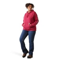 Ariat® Ladies Rebar Cherries Julibee Pink Heather Graphic Hoodie 10043364 -Ariat Style S23 WMS WORK 10043364 full plus