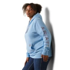 Ariat® Ladies Rebar Dutch Canal Blue Heather Graphic Hoodie 10043365 -Ariat Style S23 WMS WORK 10043365 detail01 plus