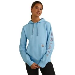 Ariat® Ladies Rebar Dutch Canal Blue Heather Graphic Hoodie 10043365
