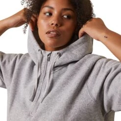 Ariat® Ladies Rebar Skill Set Heather Grey 1/2 Zip Hoodie 10043546 -Ariat Style S23 WMS WORK 10043546 detail02 plus