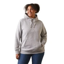 Ariat® Ladies Rebar Skill Set Heather Grey 1/2 Zip Hoodie 10043546 -Ariat Style S23 WMS WORK 10043546 front plus