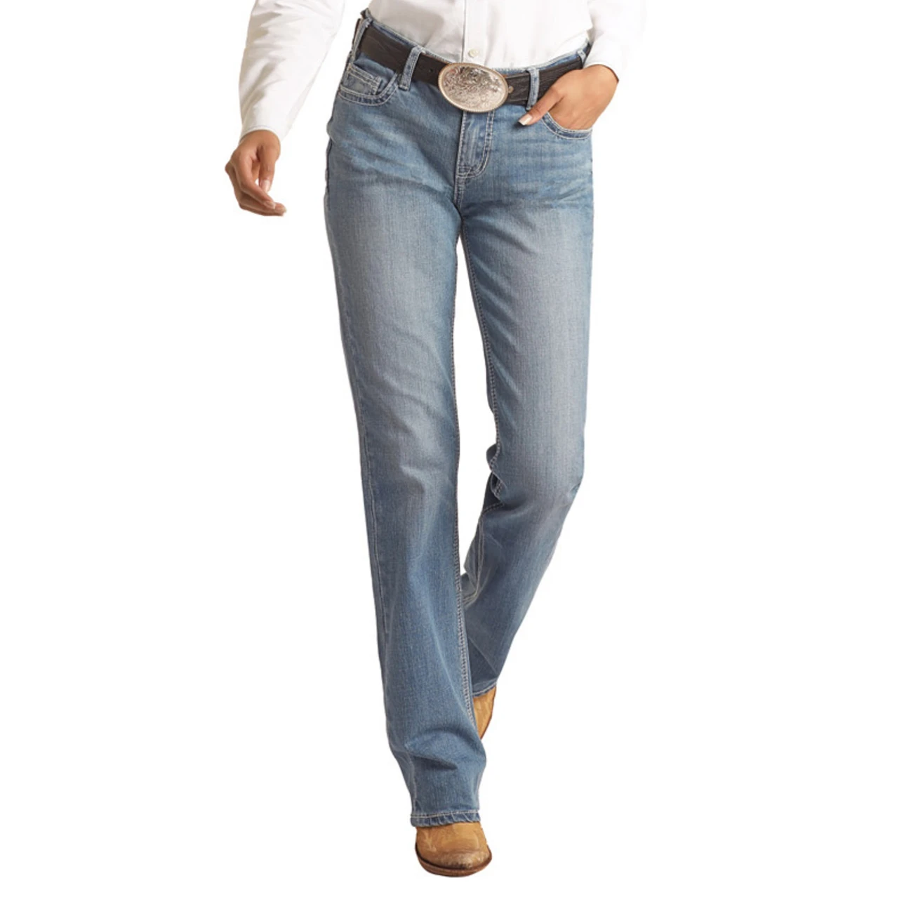 Rock & Roll Ladies Ivory Riding Boot Light Vintage Wash Jeans RRWD4RRZT5 2 Rock & Roll Ladies Ivory Riding Boot Light Vintage Wash Jeans RRWD4RRZT5 - Image 2