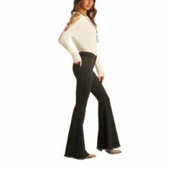 Rock & Roll Denim Ladies Black High Rise Bell Bottom Jeans WPB1656 5 Rock & Roll Denim Ladies Black High Rise Bell Bottom Jeans WPB1656 -Ariat Style WPB1656 A