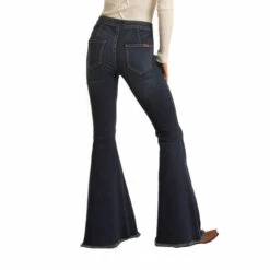 Rock & Roll Cowgirl Ladies Dark Wash Bargain Bell Bottoms WPB1657 -Ariat Style WPB1657 B