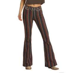 Rock & Roll Cowgirl Women's Bargain Bell High Rise Stripe Jeans WPH1651