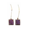 M&F® Ladies Druzy Drop Square Cobalt Blue Earrings DE316