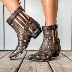 Dan Post Ladies Star Struck Distressed Black Leather Booties DP4078 -Ariat Style dp4078