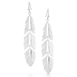 Montana Silversmiths Ladies Freedom Feather Silver Earrings AMER5459