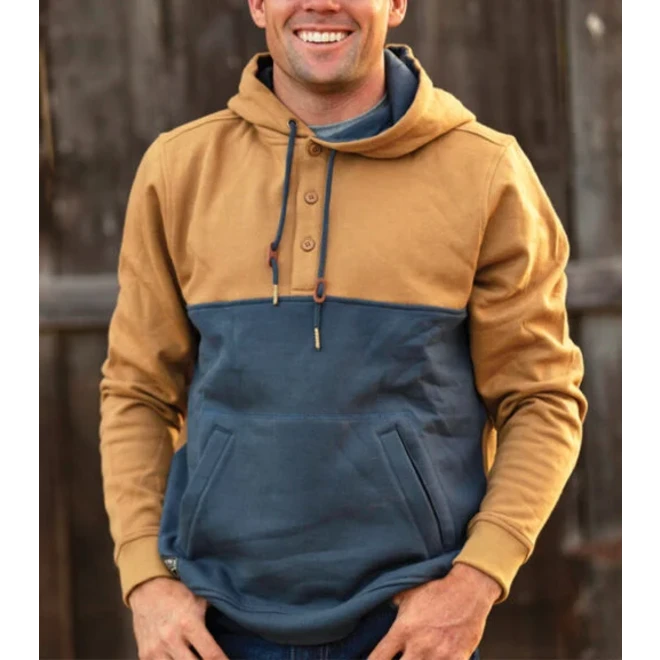 Kimes Ranch Men's Ogden Fleece Brown/Navy Hooded Sweatshirt OGDEN-WWB 1 Kimes Ranch Men's Ogden Fleece Brown/Navy Hooded Sweatshirt OGDEN-WWB