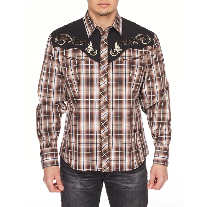 Rodeo Clothing Men's Plaid Brown Snap Front Shirt PS500-530 1 Rodeo Clothing Men's Plaid Brown Snap Front Shirt PS500-530