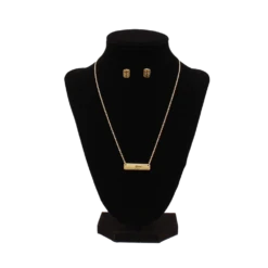 Blazin Roxx® Ladies Bar Stamped Cross Gold Chain & Earrings Set 30996