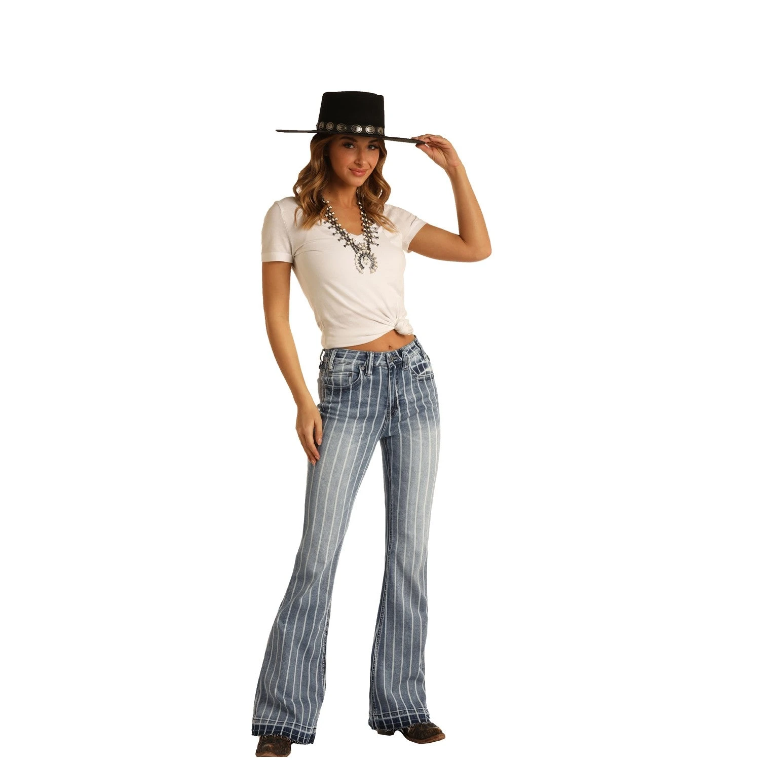 Rock & Roll Cowgirl Ladies Denim High Rise Trouser Jeans W8H2533 2 Rock & Roll Cowgirl Ladies Denim High Rise Trouser Jeans W8H2533 - Image 2
