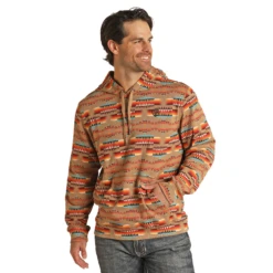 Rock & Roll Denim Men's Aztec Printed Tan Hoodie RRMT94R11S-27