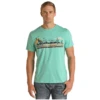 Rock & Roll Denim Men's Cowboy Scene Turquoise Graphic T-ShirtRRUT21R12K-86