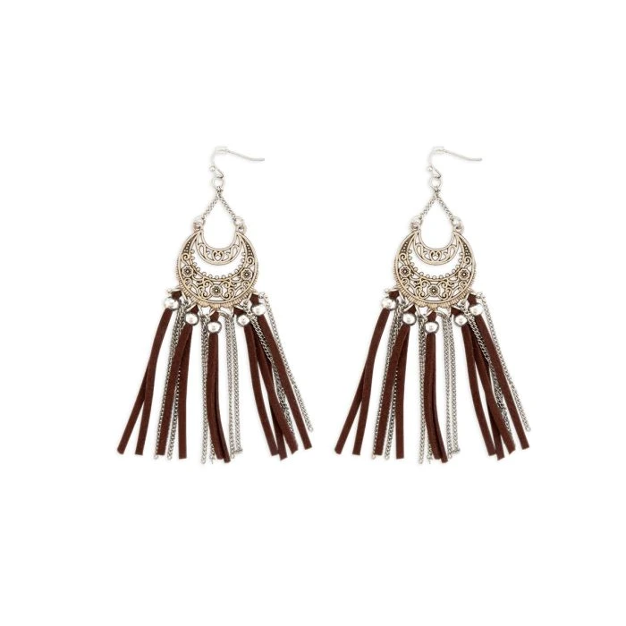 Myra Bag Ladies Tezla Fringed Silver Earrings S-7141 1 Myra Bag Ladies Tezla Fringed Silver Earrings S-7141
