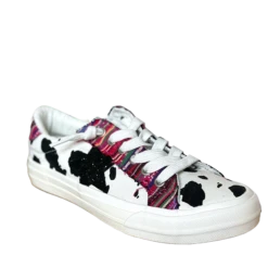 Very G Ladies Cosmic Cow Print & Serape Lace Sneakers Shoes VGSP0093-PNK